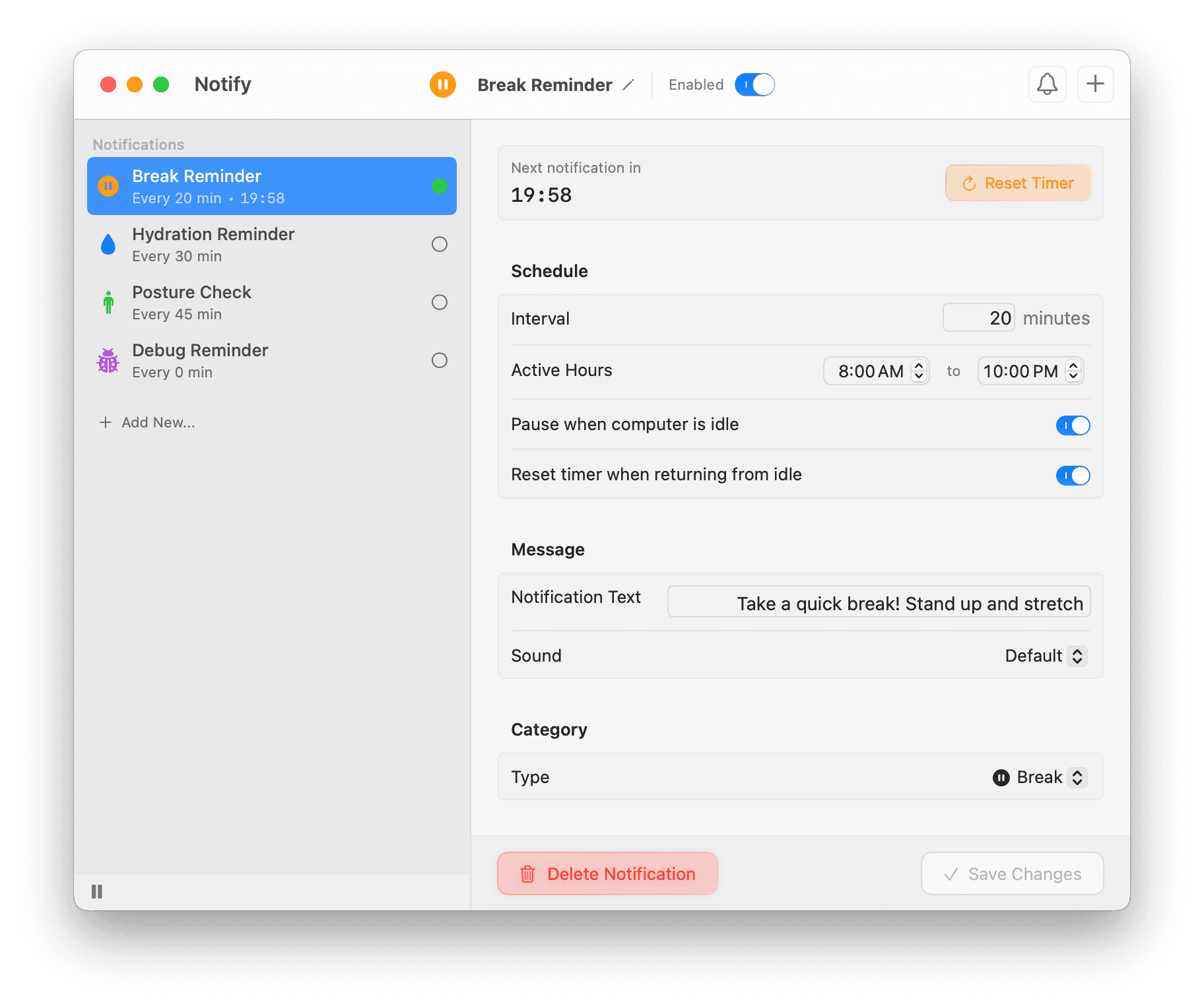 Notify screenshot